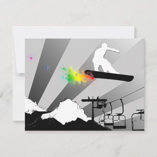 Snowboard : Regenbogenpulvers Einladung (Vorderseite)