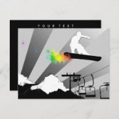 Snowboard : Regenbogenpulvers Einladung (Vorne/Hinten)