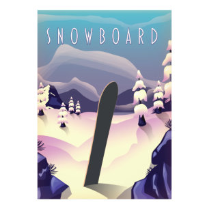 Snowboard-Reiseplakat im Vintage-Stil Fotodruck