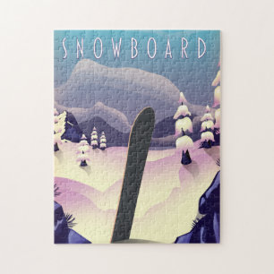 Snowboard-Reiseplakat im Vintage-Stil Puzzle
