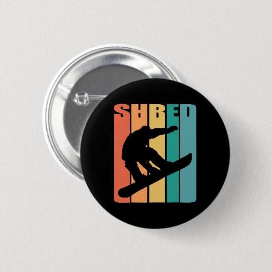 Snowboard Retro 70er Picture Silhouette Fun Gesche Button (Vorne & Hinten)