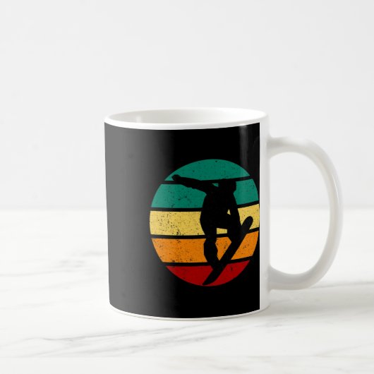 Snowboard Retro Sonnenuntergang Wintersportort Alp Kaffeetasse (Rechts)
