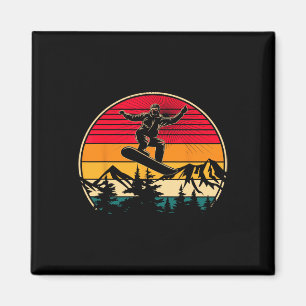 Snowboard Retro Sunset Style Snowboarden Winter S Magnet