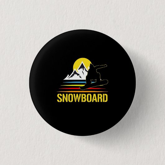 Snowboard Retro Vintage Button (Vorderseite)