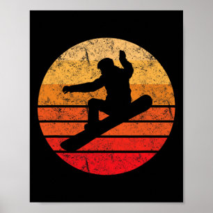 Snowboard Retro Vintage Cool Snowboarden Orange S Poster