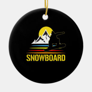 Snowboard Retro Vintage Keramik Ornament