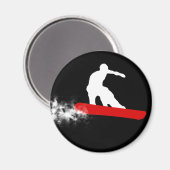 Snowboard. Rot. Magnet (Vorderseite/Rückseite)