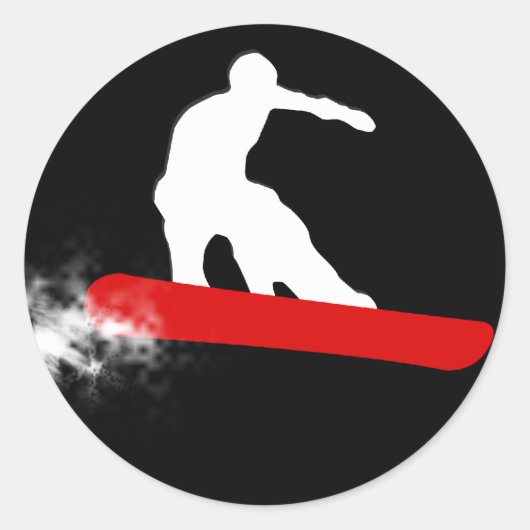 Snowboard. rot runder aufkleber (Vorderseite)