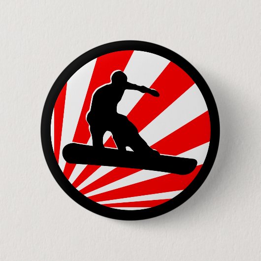 Snowboard. rote Strahlen Button (Vorderseite)