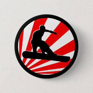 Snowboard. rote Strahlen Button