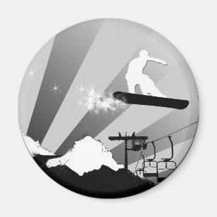 Snowboard. rote Strahlen Magnet