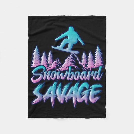 Snowboard Savage Funny Snowboarder Kinder Snowboar Fleecedecke (Vorderseite)
