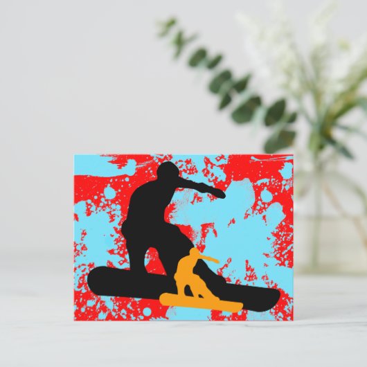 Snowboard: Schatten Postkarte (Stehend Vorderseite)