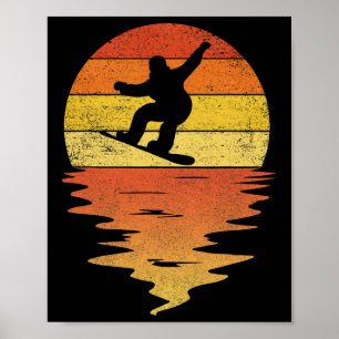Snowboard-Shirt Retro-Sonnenuntergang 70er Vintage Poster