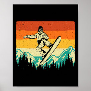 Snowboard-Shirts Retro Vintage Snowboarder - Wi Poster