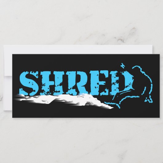 Snowboard: shredd einladung (Vorderseite)