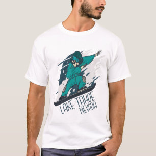 Snowboard Skeleton Lake Tahoe Skifahren Winterferi T-Shirt