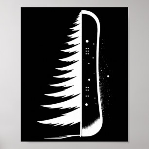 Snowboard Snowboard Pine Tree Snowboarder Poster