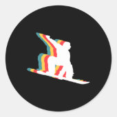 Snowboard Snowboard Snowboarder Retro Runder Aufkleber (Vorderseite)