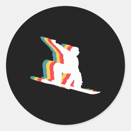 Snowboard Snowboard Snowboarder Retro Runder Aufkleber (Vorderseite)