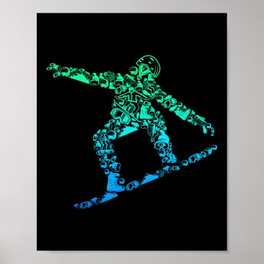 Snowboard Snowboarder Snowboarder Männer Jungen Ki Poster (Vorne)
