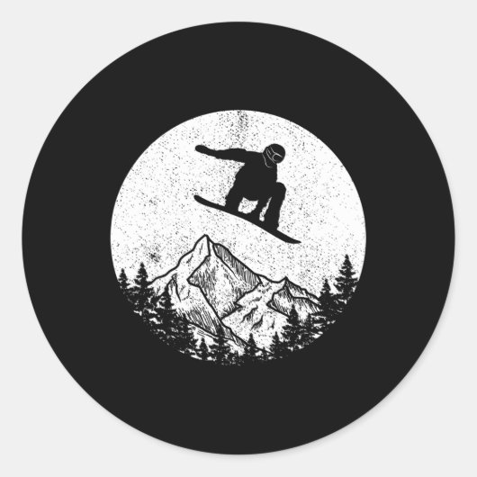 Snowboard Snowboarding Silhouette Snowboarden Gif Runder Aufkleber (Vorderseite)