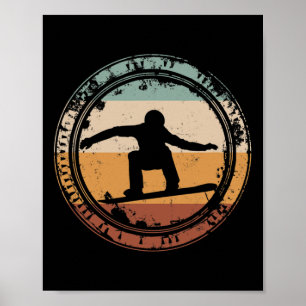 Snowboard Snowboarding Sonnenuntergang Sprung Vint Poster