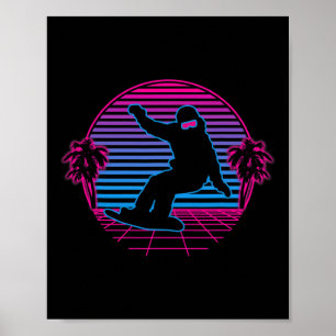 Snowboard Snowboarding Wintersport Retro Vintage Poster