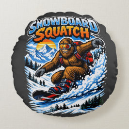 Snowboard Squatch – Lustiger Bigfoot Snowboardfahr Rundes Kissen
