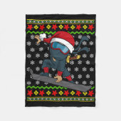 Snowboard Ugly Christmas Sweater Pattern Fleecedecke (Vorderseite)