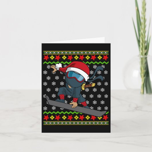 Snowboard Ugly Christmas Sweater Pattern Karte (Vorderseite)