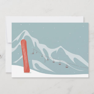 Snowboard und Skilift im Winter - Ferienkarte Feiertagskarte