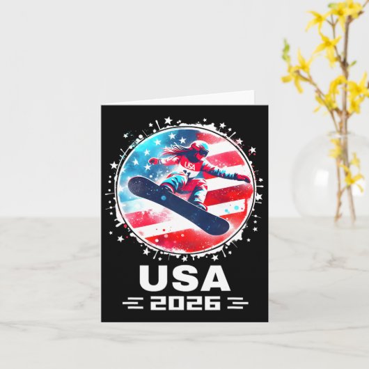 Snowboard US Team USA Flag 2026 Frauen Snowboardin Karte (Gelbe Blume)