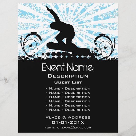 Snowboard-Veranstaltungsförderung Flyer (Vorne)