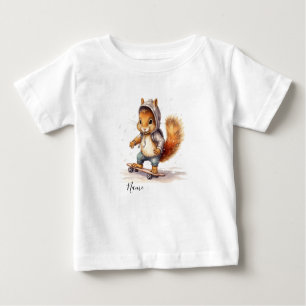 Snowboard Watercolor Squirrel Baby T-shirt