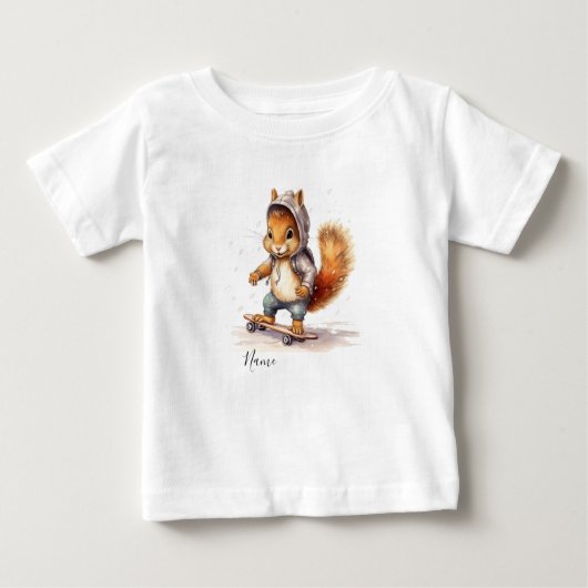 Snowboard Watercolor Squirrel Baby T-shirt (Vorderseite)