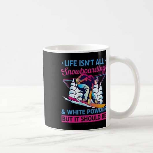 Snowboard White Powder Retro 90er 80er Snowboarden Kaffeetasse (Rechts)