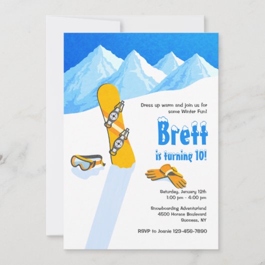 Snowboard-Winter-Spaß-Einladung Einladung (Vorderseite)