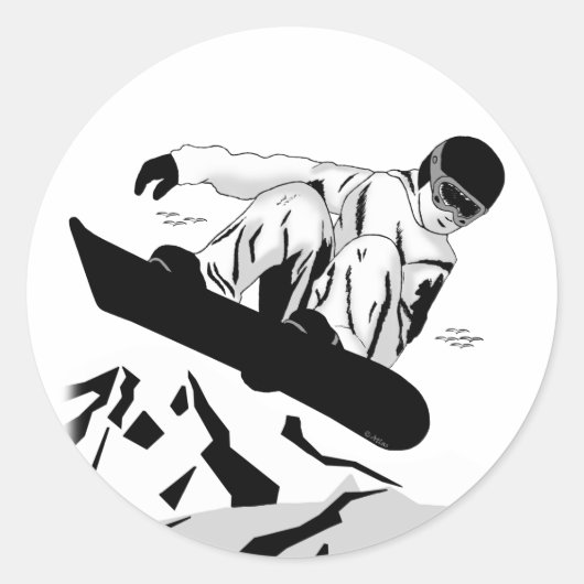 Snowboarden 5 runder aufkleber (Vorderseite)