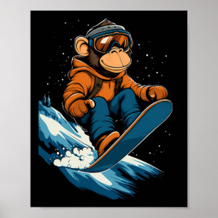 Snowboarden - Affen auf einem Snowboard-Snowboard Poster