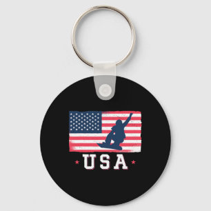 Snowboarden Amerikanischer Flagge Snowboard Frauen Schlüsselanhänger