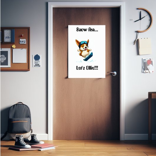 Snowboarden auf Corgi Poster