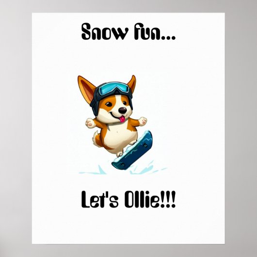 Snowboarden auf Corgi Poster (Vorne)