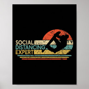 Snowboarden auf Vintagem Schnee für soziale Distan Poster