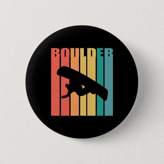 Snowboarden Boulder Colorado 70er Silhouette Gesch Button (Vorderseite)