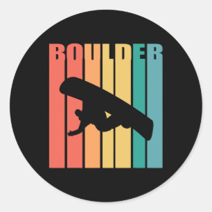 Snowboarden Boulder Colorado 70er Silhouette Gesch Runder Aufkleber