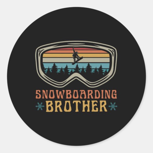 Snowboarden Bruder Matching Familie Snowboard Tri Runder Aufkleber (Vorderseite)