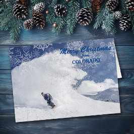 Snowboarden Colorado Snowflakes Weihnachtskarte