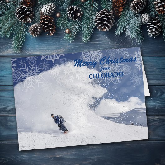Snowboarden Colorado Snowflakes Weihnachtskarte