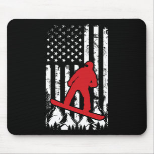 Snowboarden der amerikanischen Flagge Mousepad